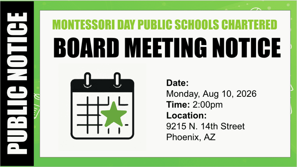 Montessori Board Meeting Scheduled August 10, 2026 at 2:00 pm