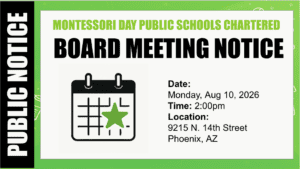 Montessori Board Meeting Scheduled August 10, 2026 at 2:00 pm