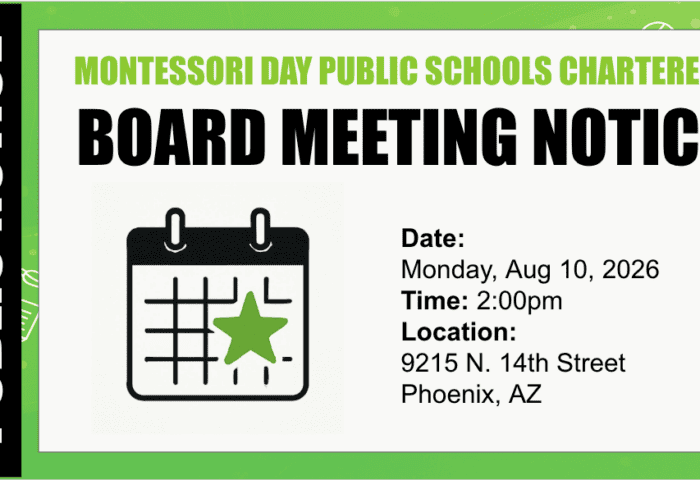 Montessori Board Meeting Scheduled August 10, 2026 at 2:00 pm